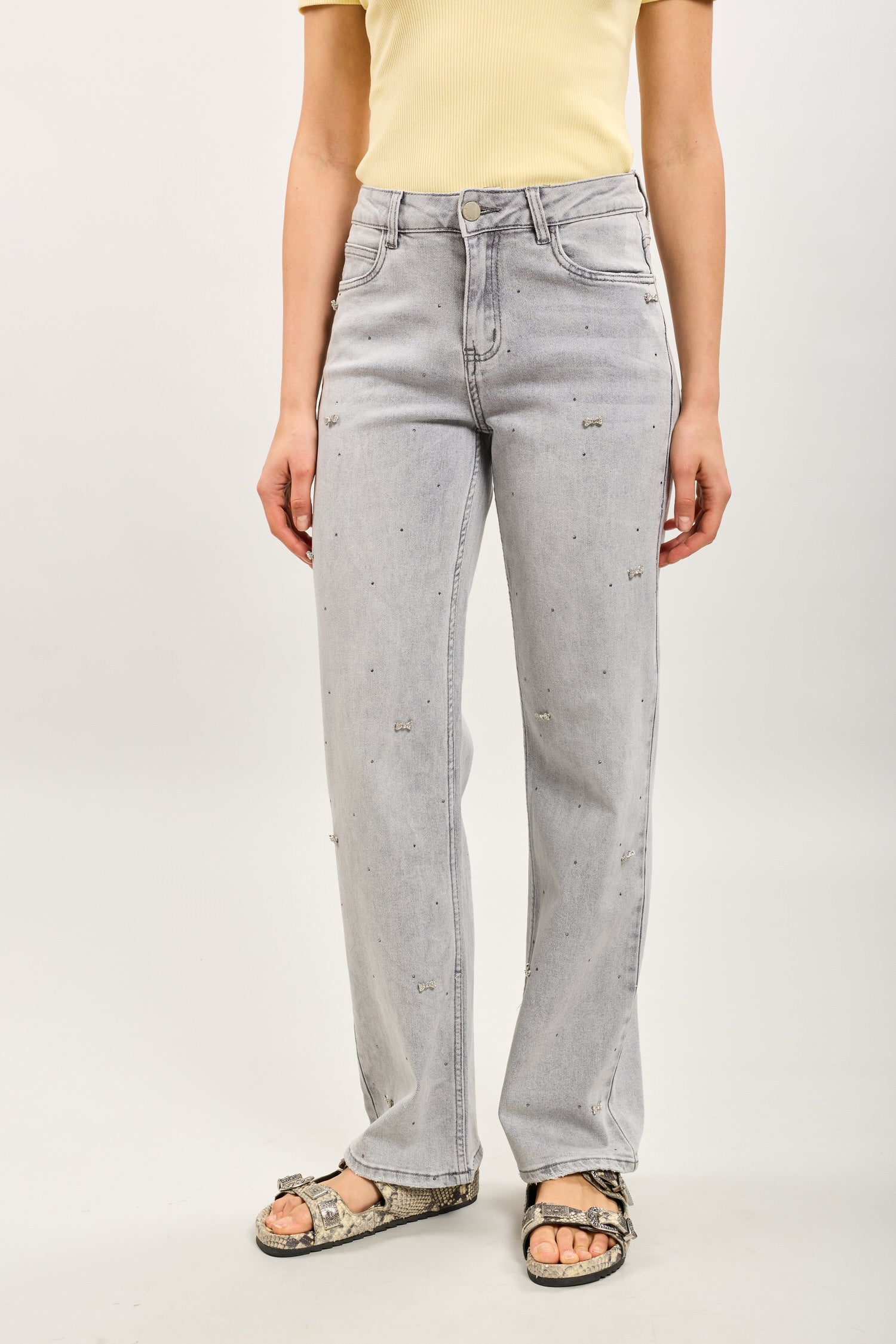 Toxik3 Jean Law Strass Details and jewelry bow tie Silverés