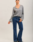 Toxk3 high waisted bootcut jean pants with rhinestone poker patterns