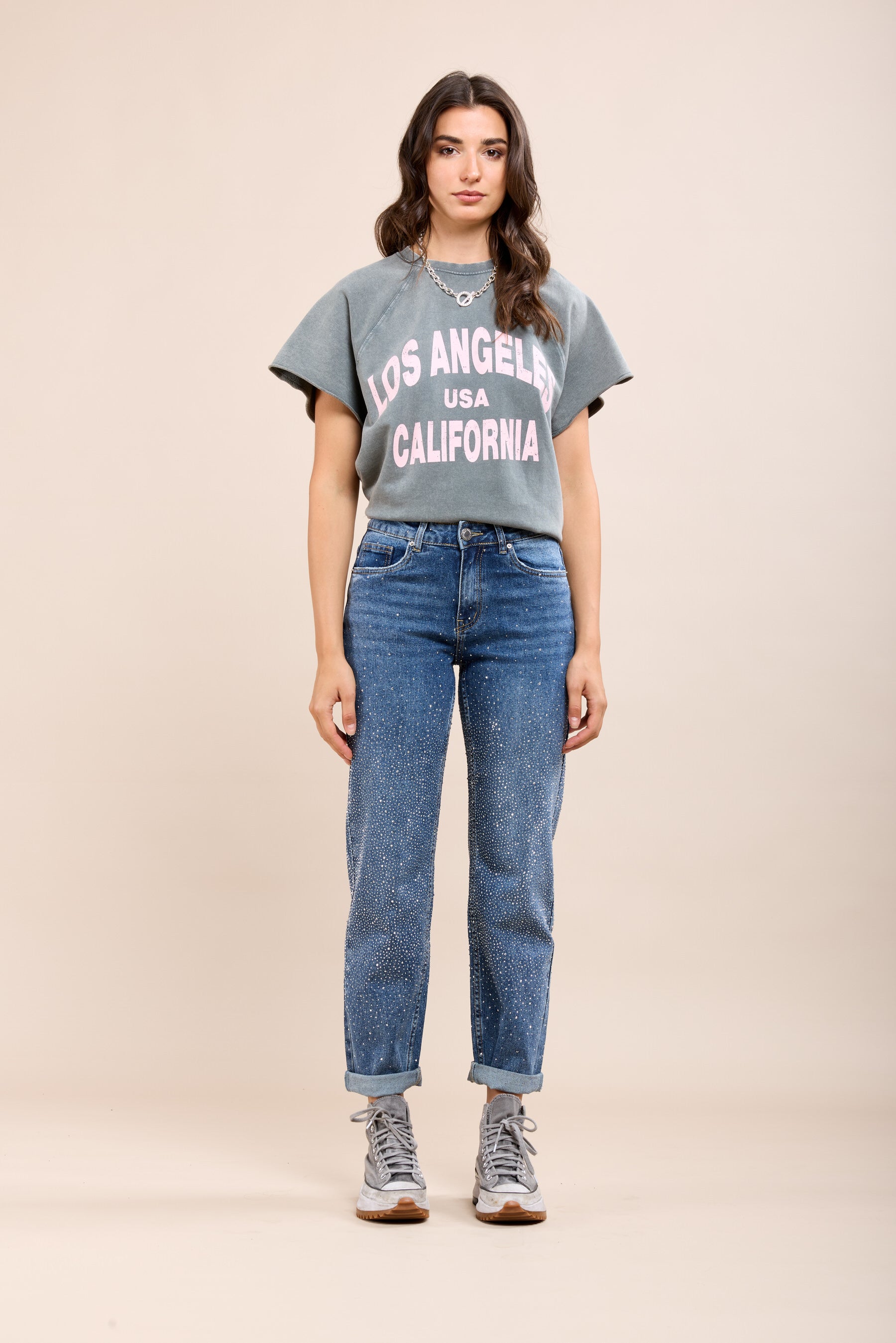 Toxik3 jean mom stretch revers full strass