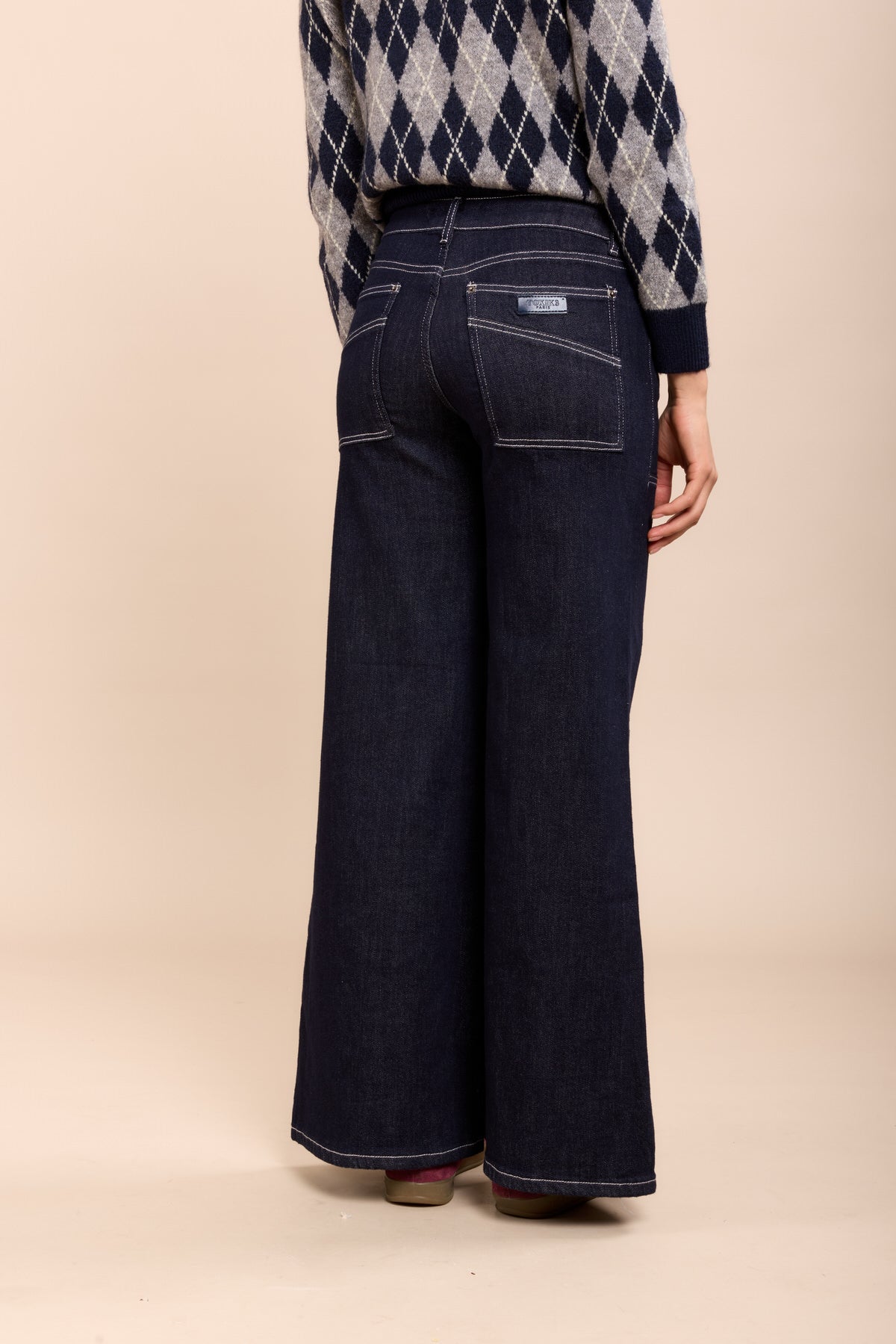 Toxik3 raw wijde jeansbroek met geometrische stiksels