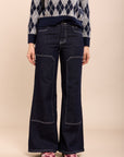 Toxik3 raw wijde jeansbroek met geometrische stiksels