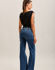 Toxik3 Stretch-Bootcut-Jeanshose mit großen Saumknöpfen