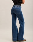 Toxik3 Stretch-Bootcut-Jeanshose mit großen Saumknöpfen