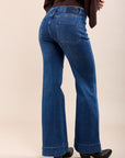Toxik3 pantalon jean bootcut stretch à boutons grands ourlets