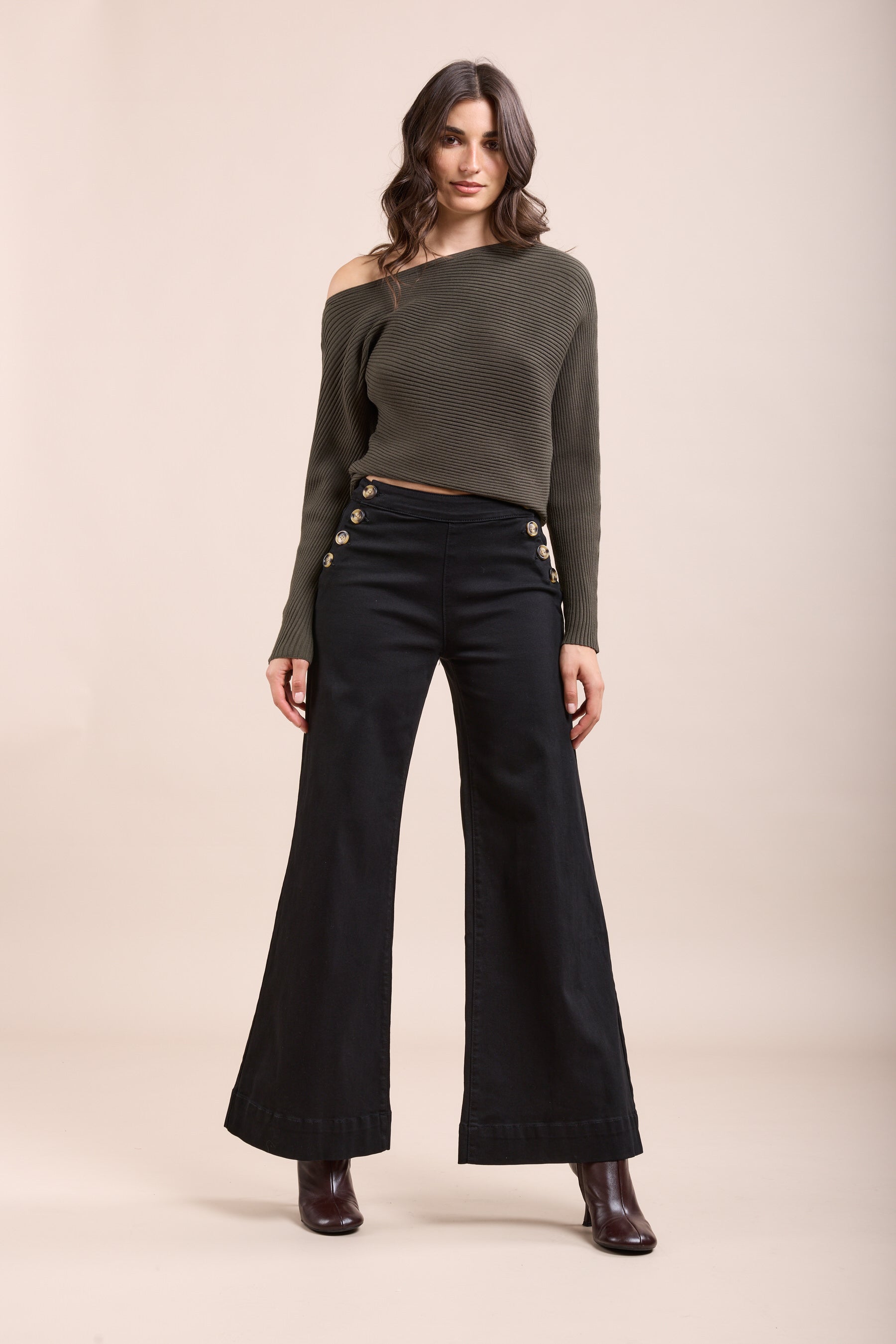 Toxik3 pantalon jean stretch wide fermeture à boutons