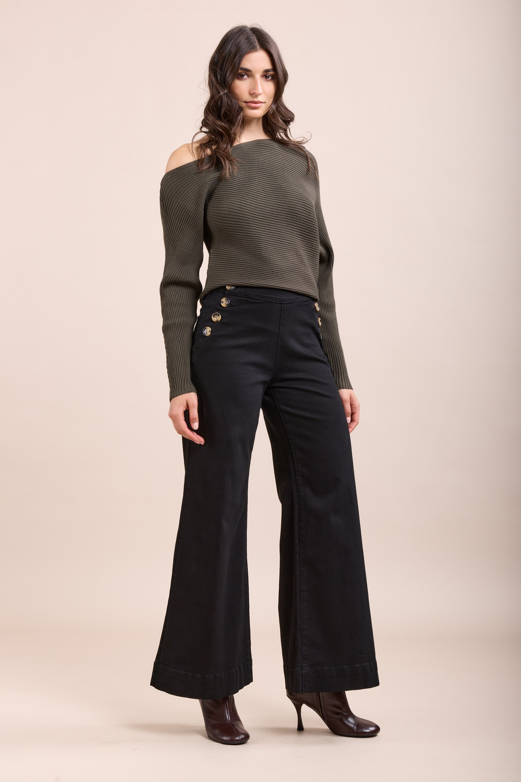 Toxik3 pantalon jean stretch wide fermeture à boutons