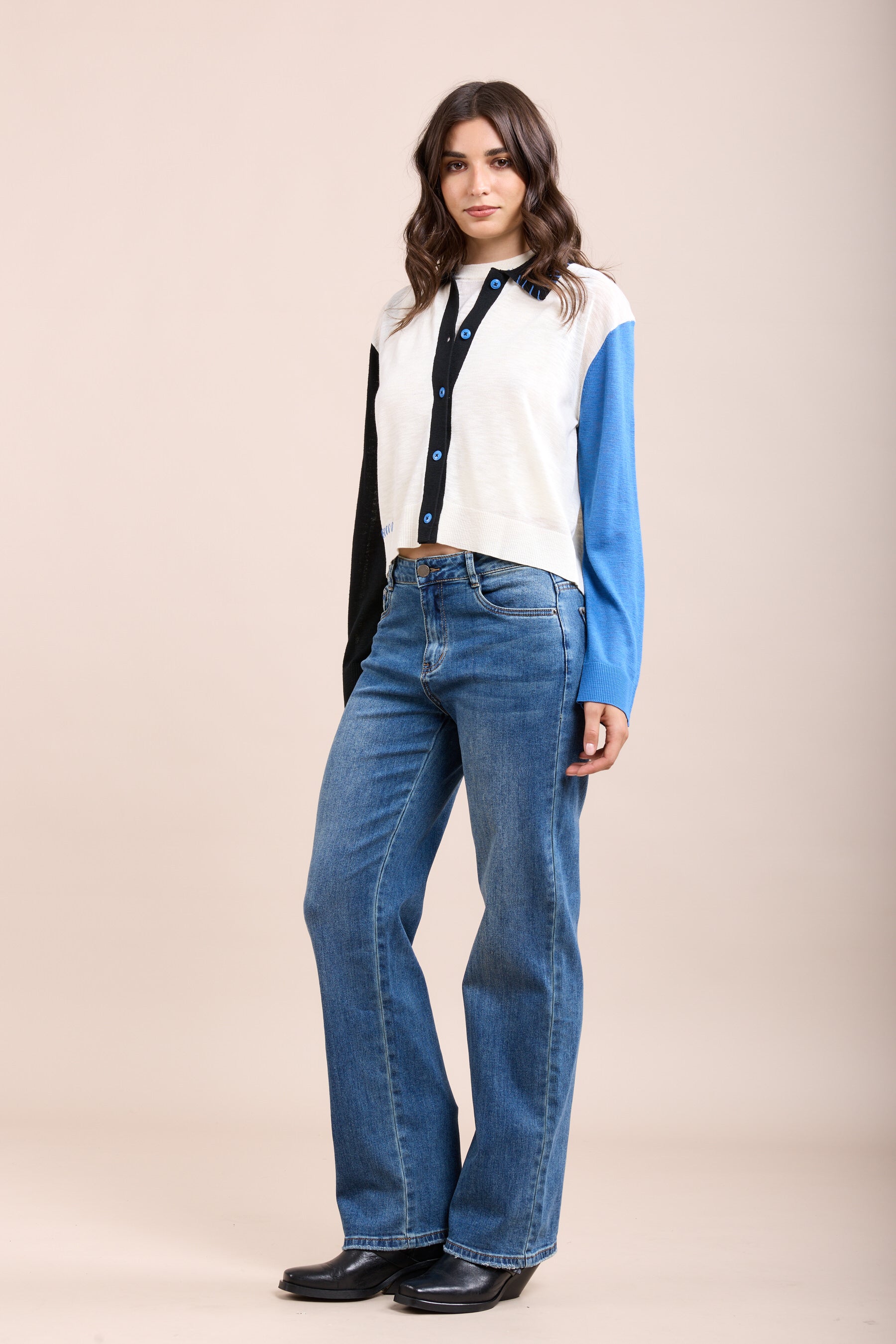 Toxik3 pantalon jean stretch droit poches brodées