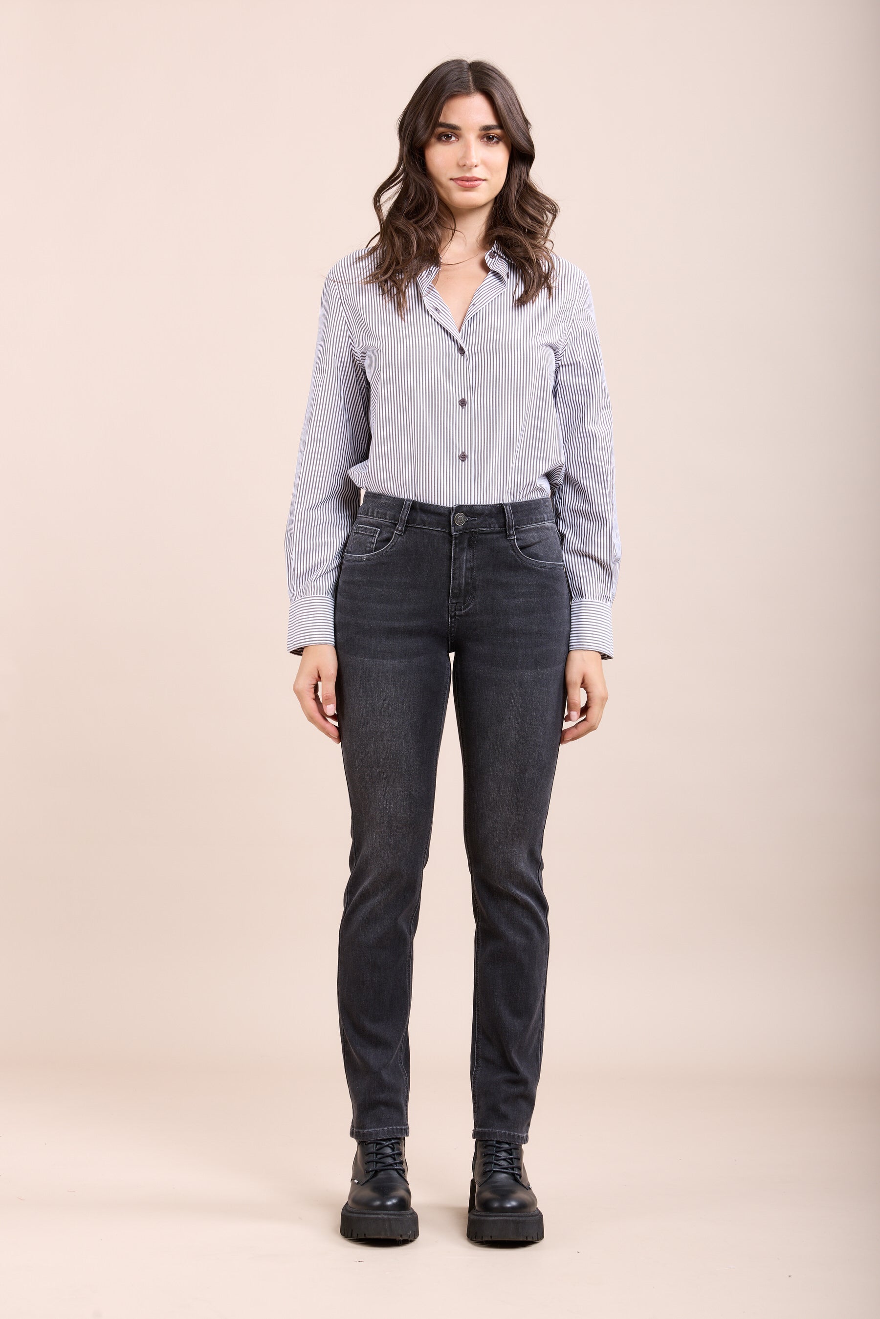 Toxik3 slanke stretch denim broek donkergrijs