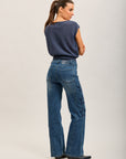 Toxik3 stretch wide jean pants with star rhinestones