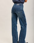 Toxik3 stretch wide jean pants with star rhinestones