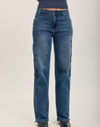 Toxik3 stretch wide jean pants with star rhinestones