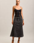 Toxik3 falda larga vaquera gris oscuro
