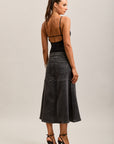 Toxik3 falda larga vaquera gris oscuro