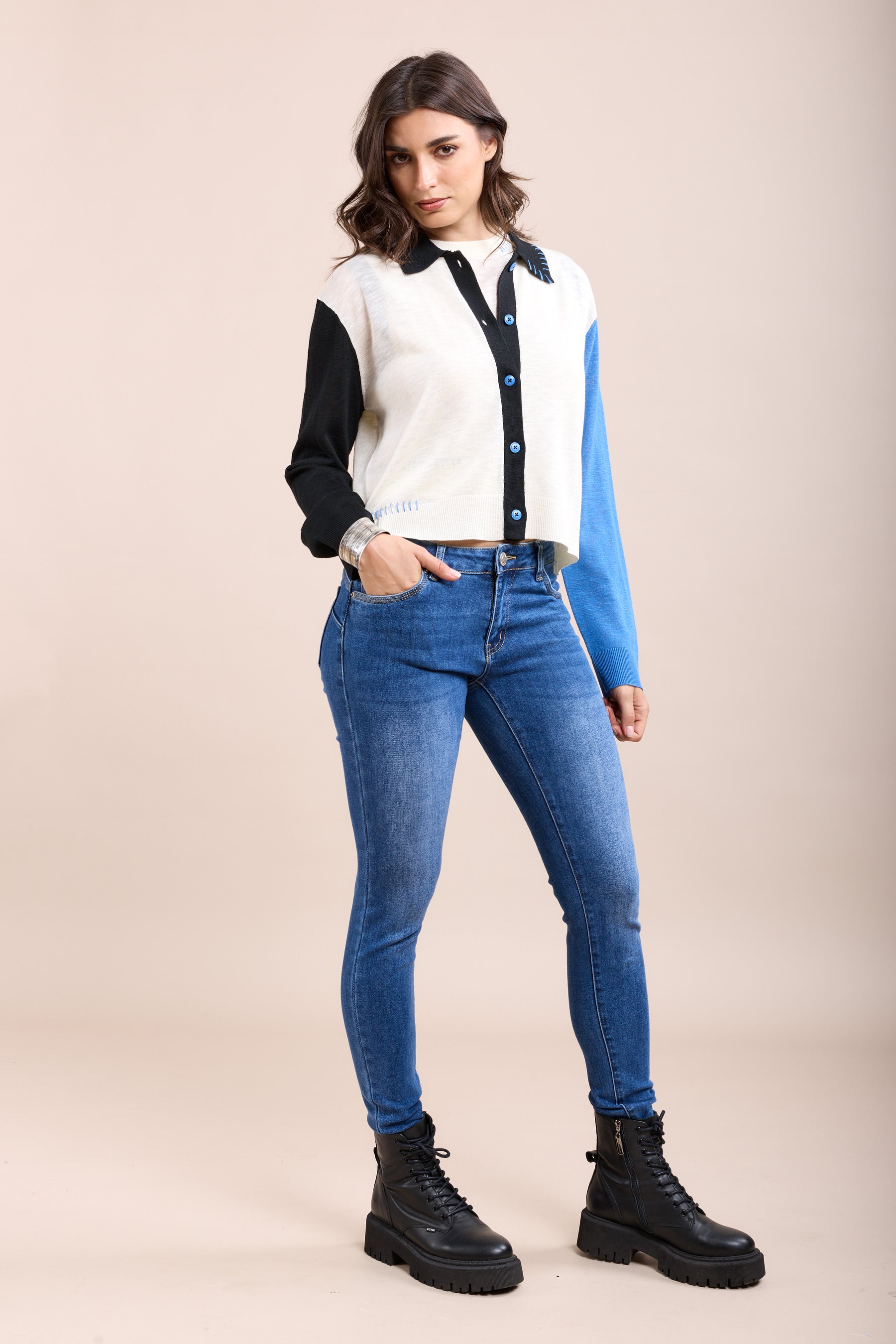 Toxik3 pantalon jean stretch skinny taille basse push-up