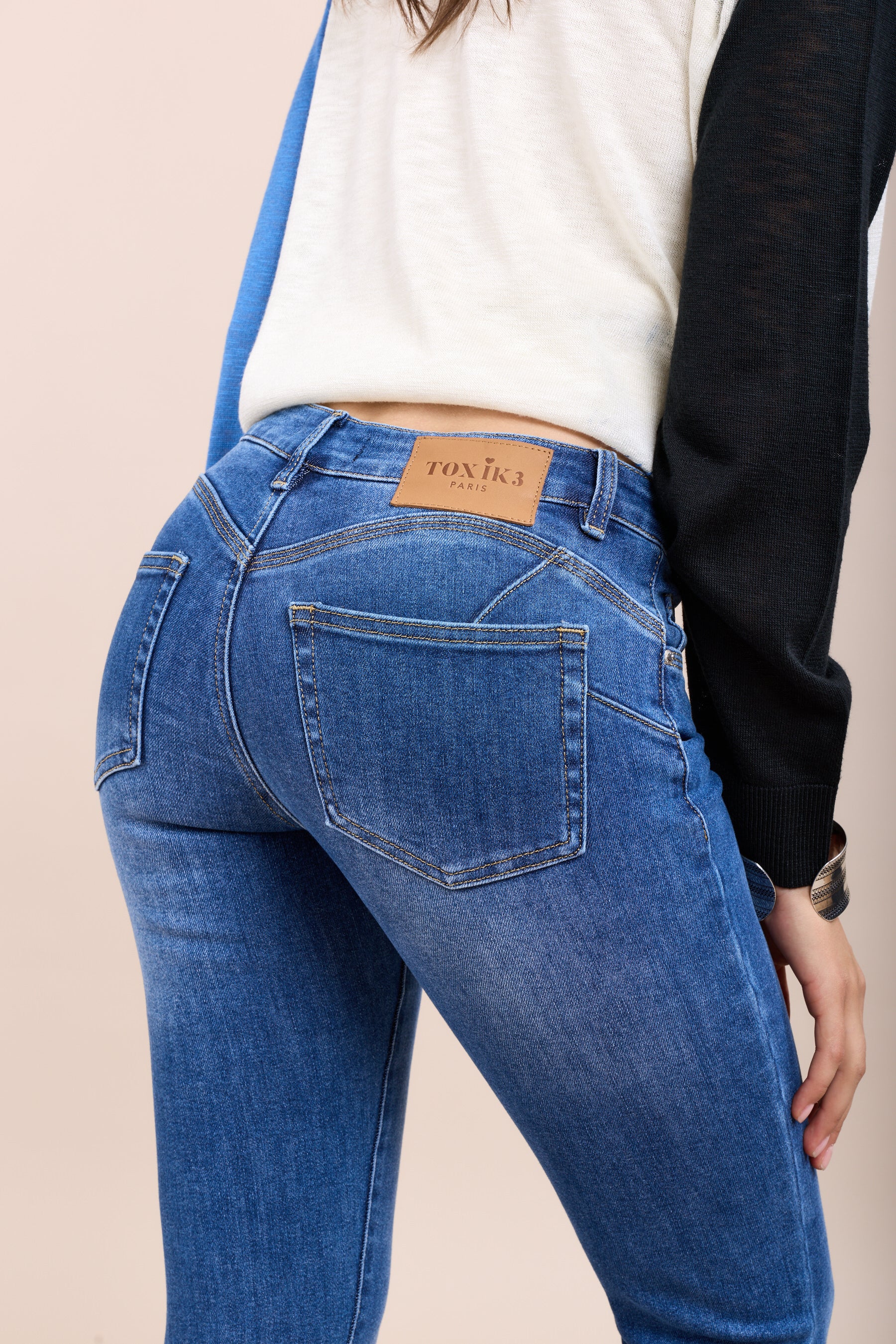 Toxik3 pantalon jean stretch skinny taille basse push-up