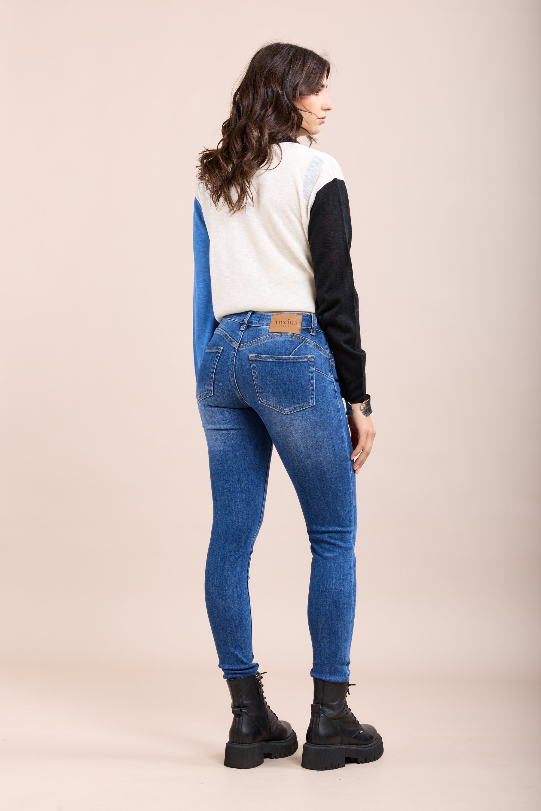 Toxik3 pantalon jean stretch skinny taille basse push-up
