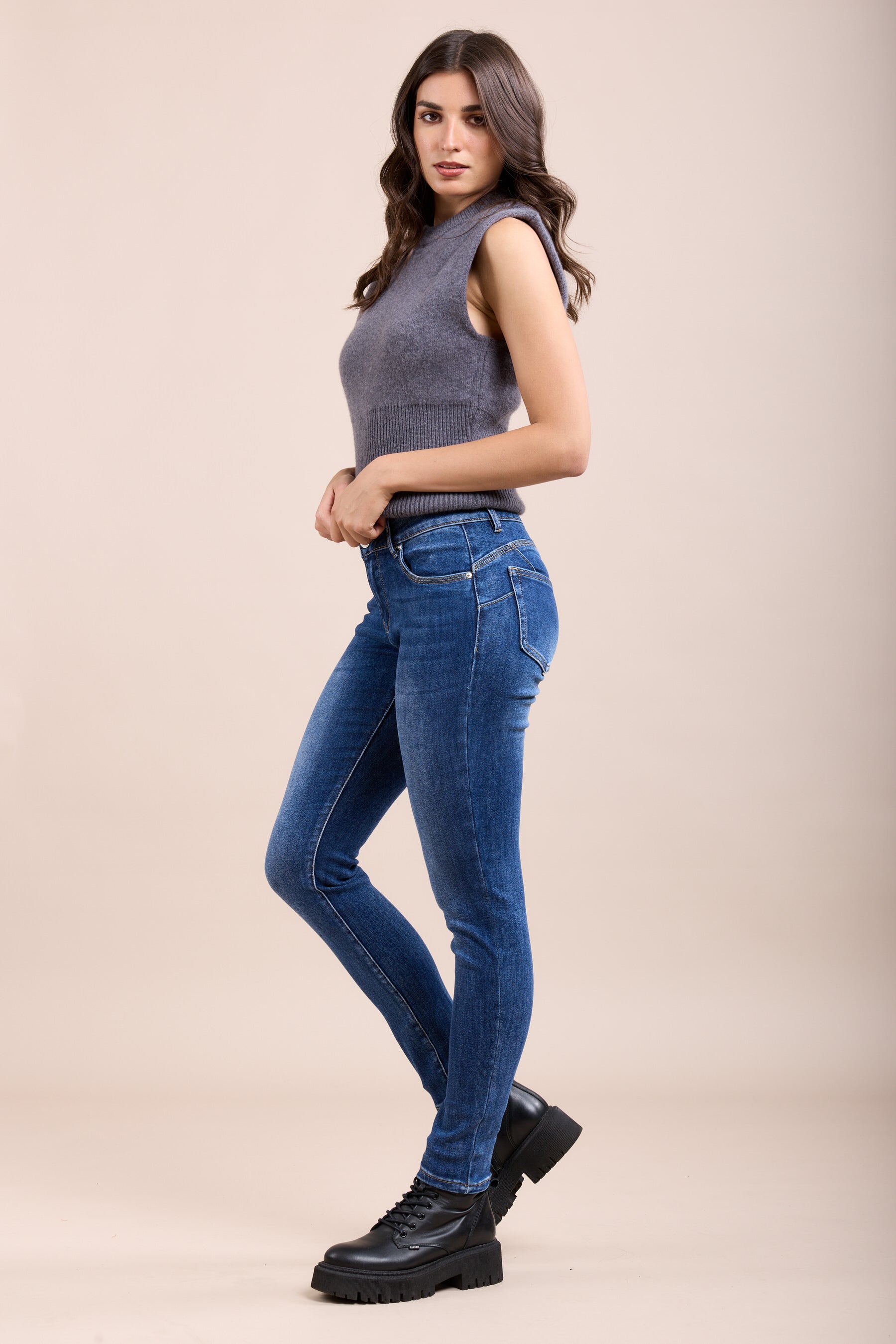 Toxik3 pantalon jean stretch skinny taille basse push-up