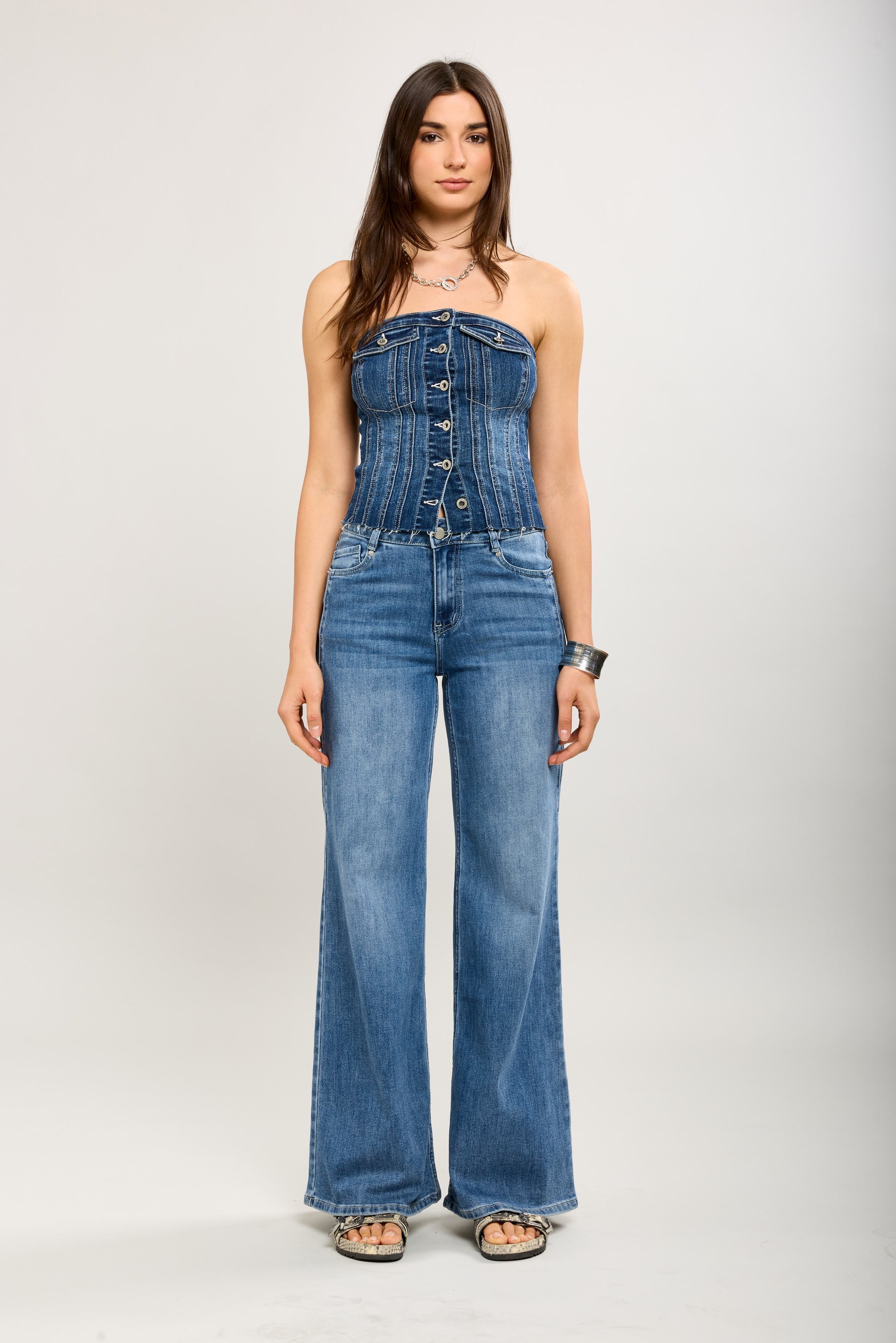 Toxik3 pantalon jean stretch wide bleu