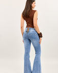 Toxik3 stretch flare jean pants with lace back