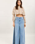Toxik3 Jupe-culotte extra-wide taille haute denim