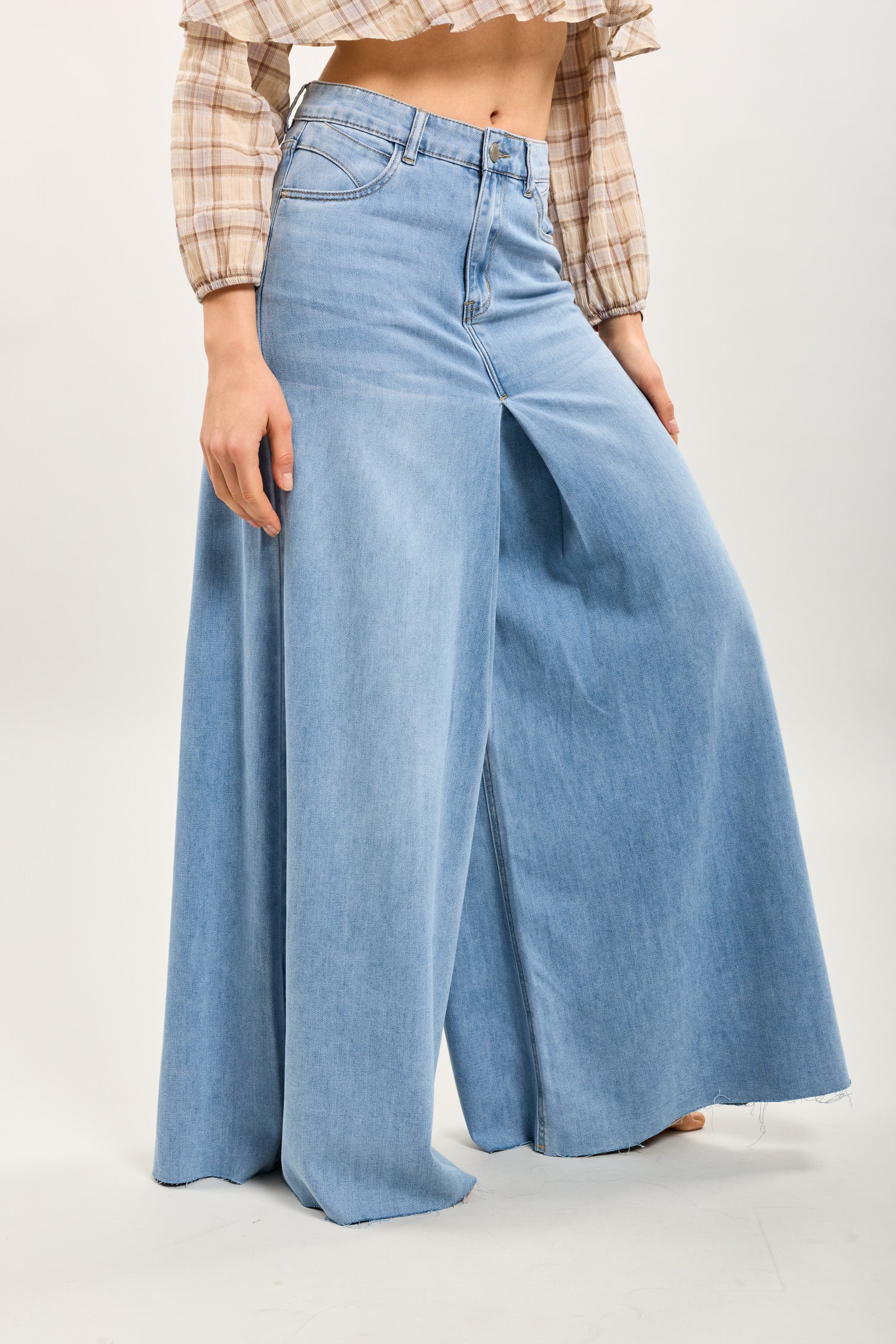 Toxik3 Jupe-culotte extra-wide taille haute denim