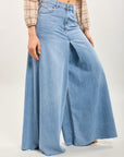 Toxik3 Jupe-culotte extra-wide taille haute denim