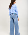 Toxik3 stretch jean pants wide rhinestone jewels front pockets