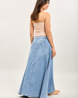 Toxik3 long denim skirt with lightning stitching