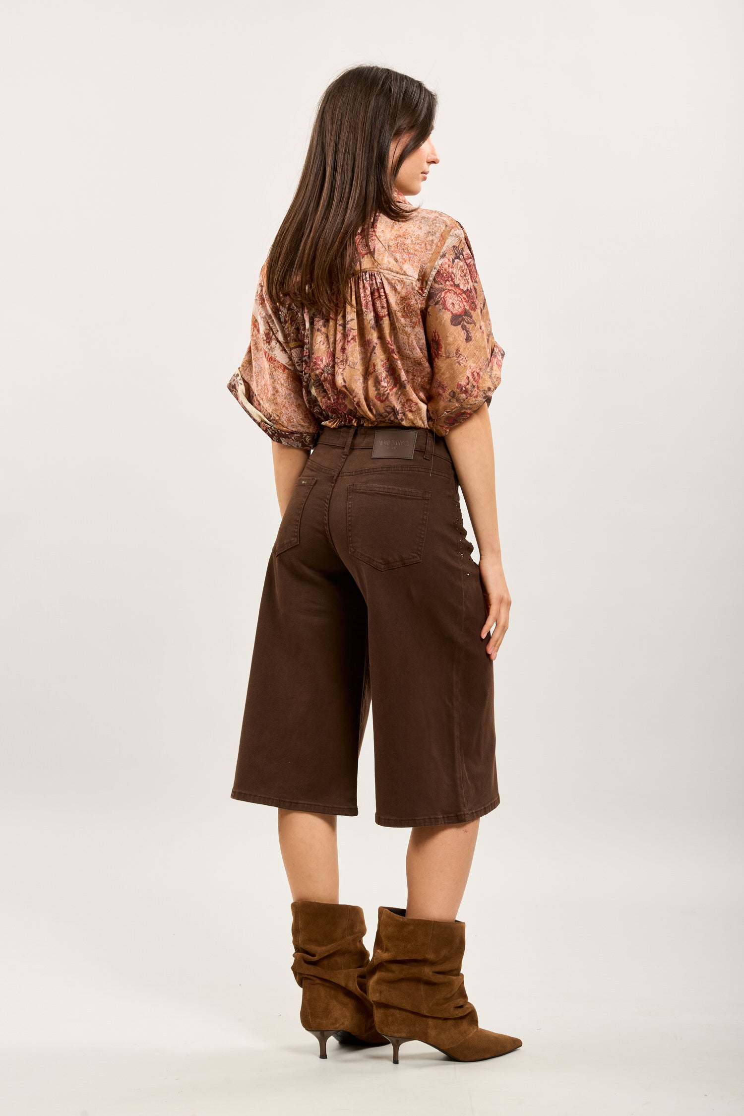 Toxik3 bermuda jean stretch wide incrustations strass