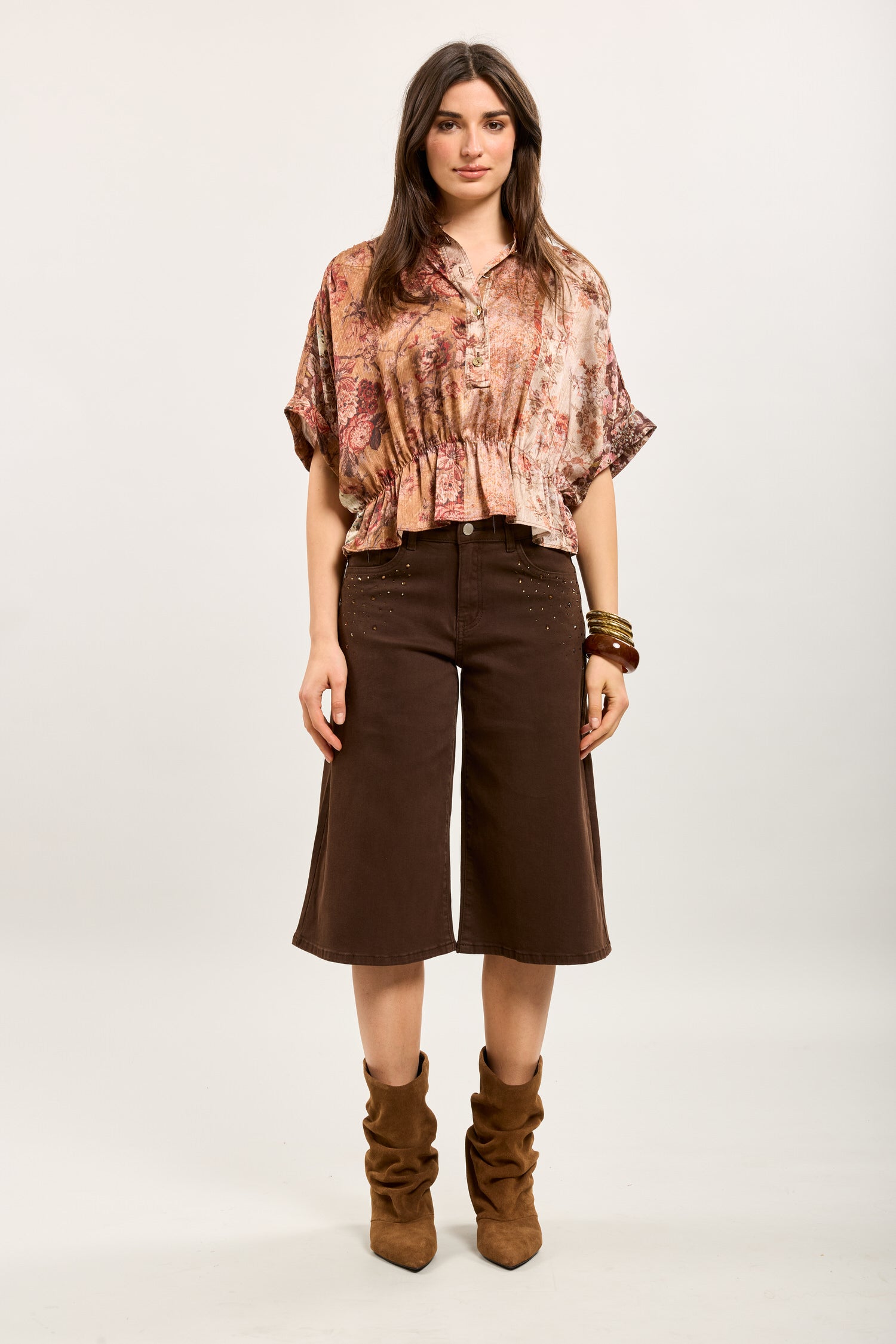 Toxik3 bermuda jean stretch wide incrustations strass