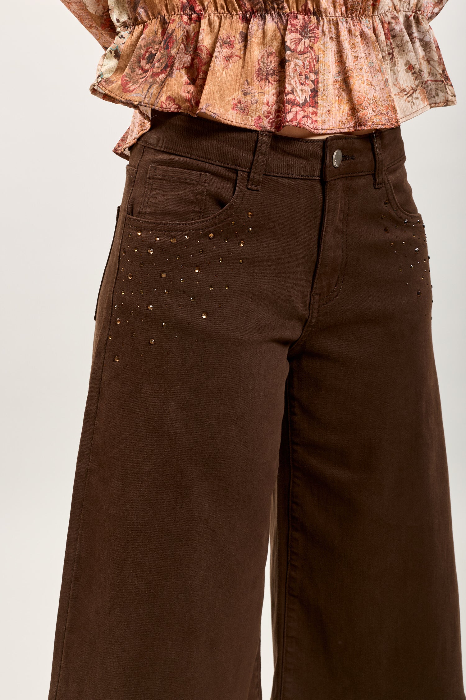 Toxik3 bermuda jean stretch wide incrustations strass