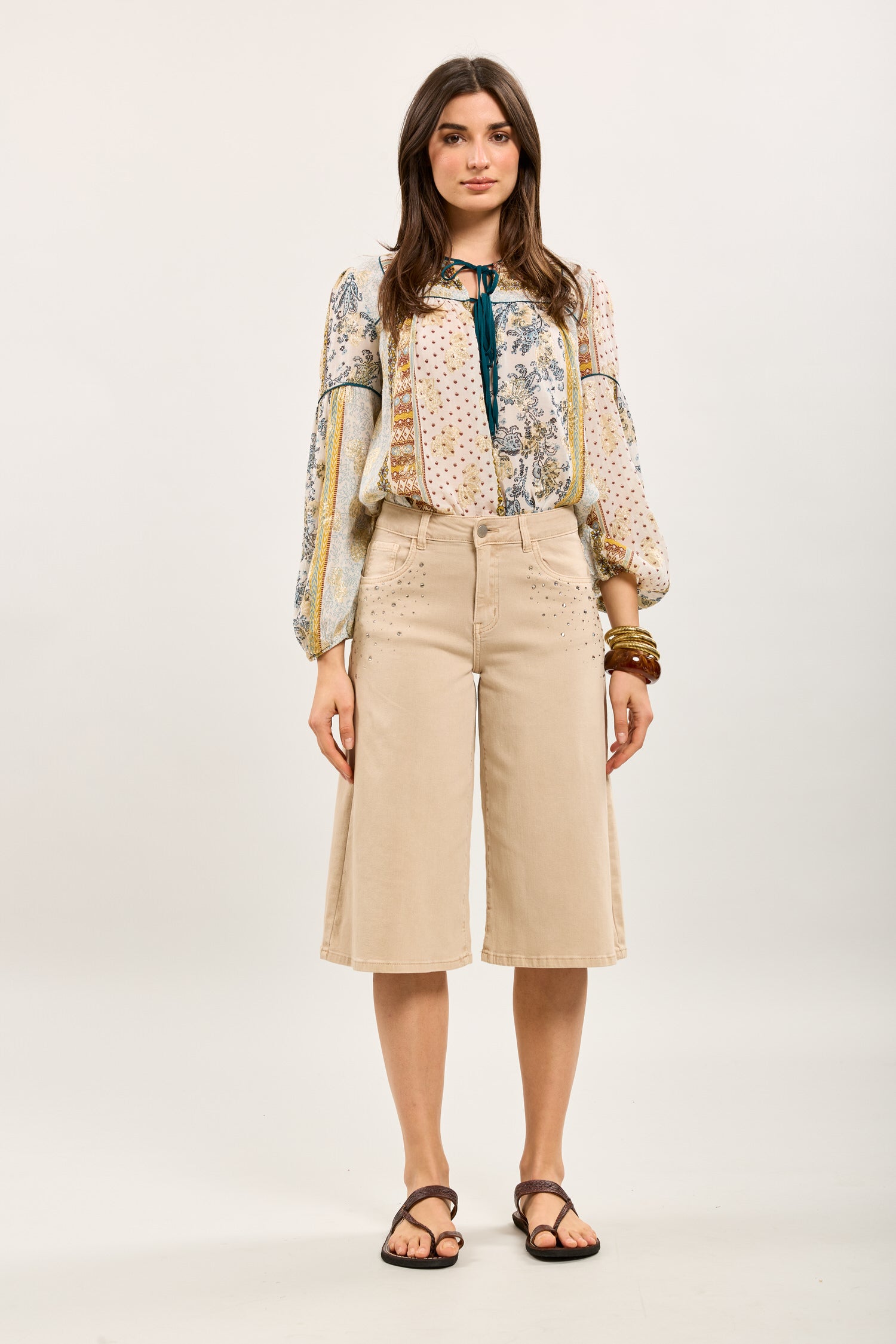 Toxik3 bermuda jean stretch wide incrustations strass