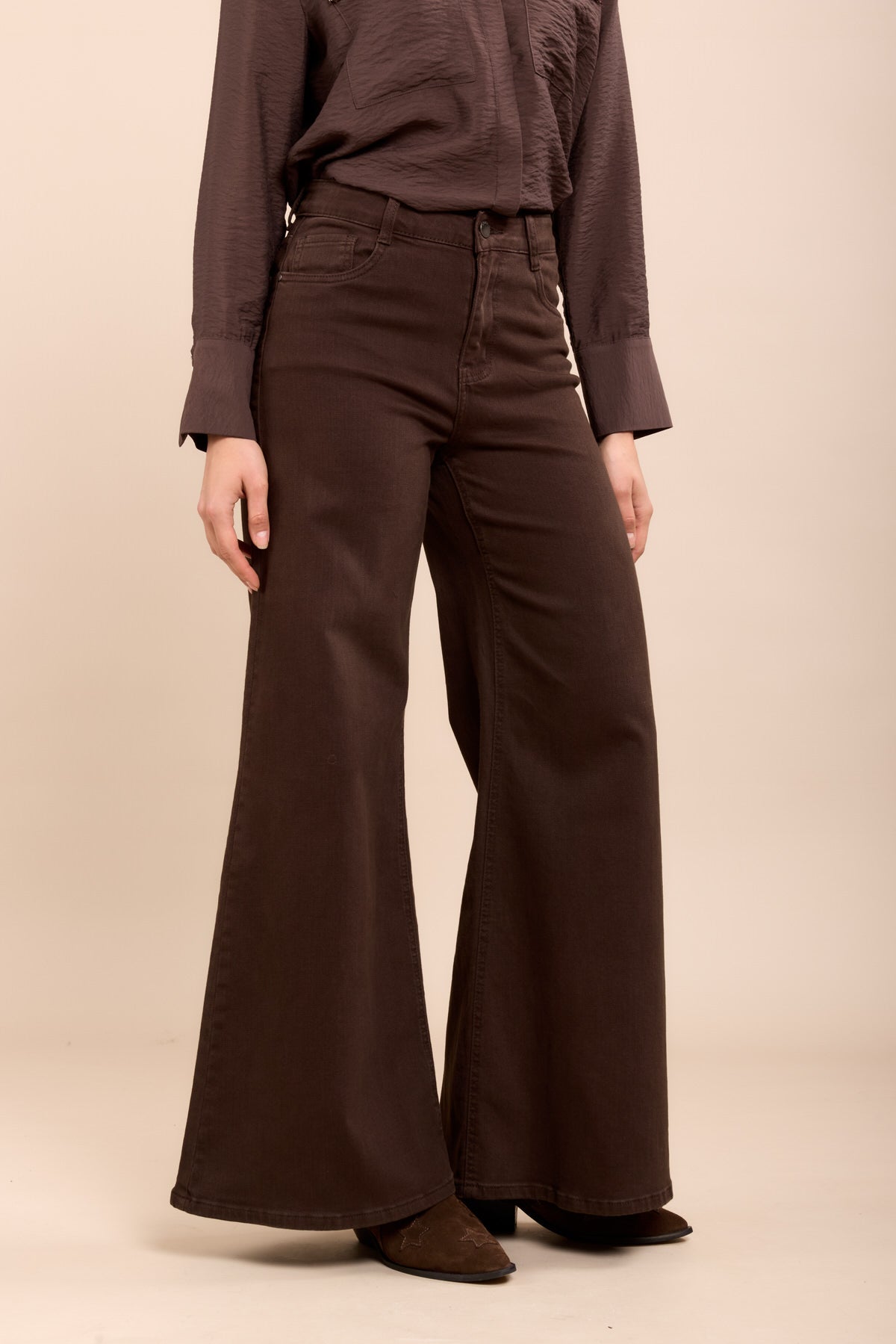 Toxik3 pantalon jean stretch extra wide marron