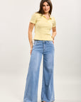 Toxik3 pantalon wide palazzo denim délavé