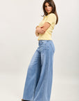 Toxik3 pantalon wide palazzo denim délavé