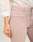 Toxik3 bootcut pants in stretch denim with rhinestone pocket details