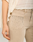 Toxik3 bootcut pants in stretch denim with rhinestone pocket details