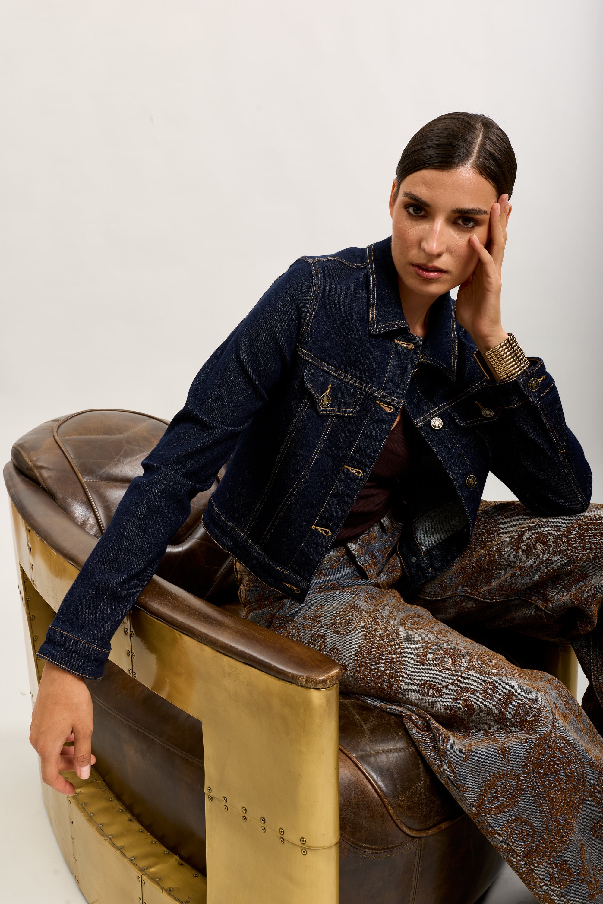 Toxik3 veste denim coutures surpiquées