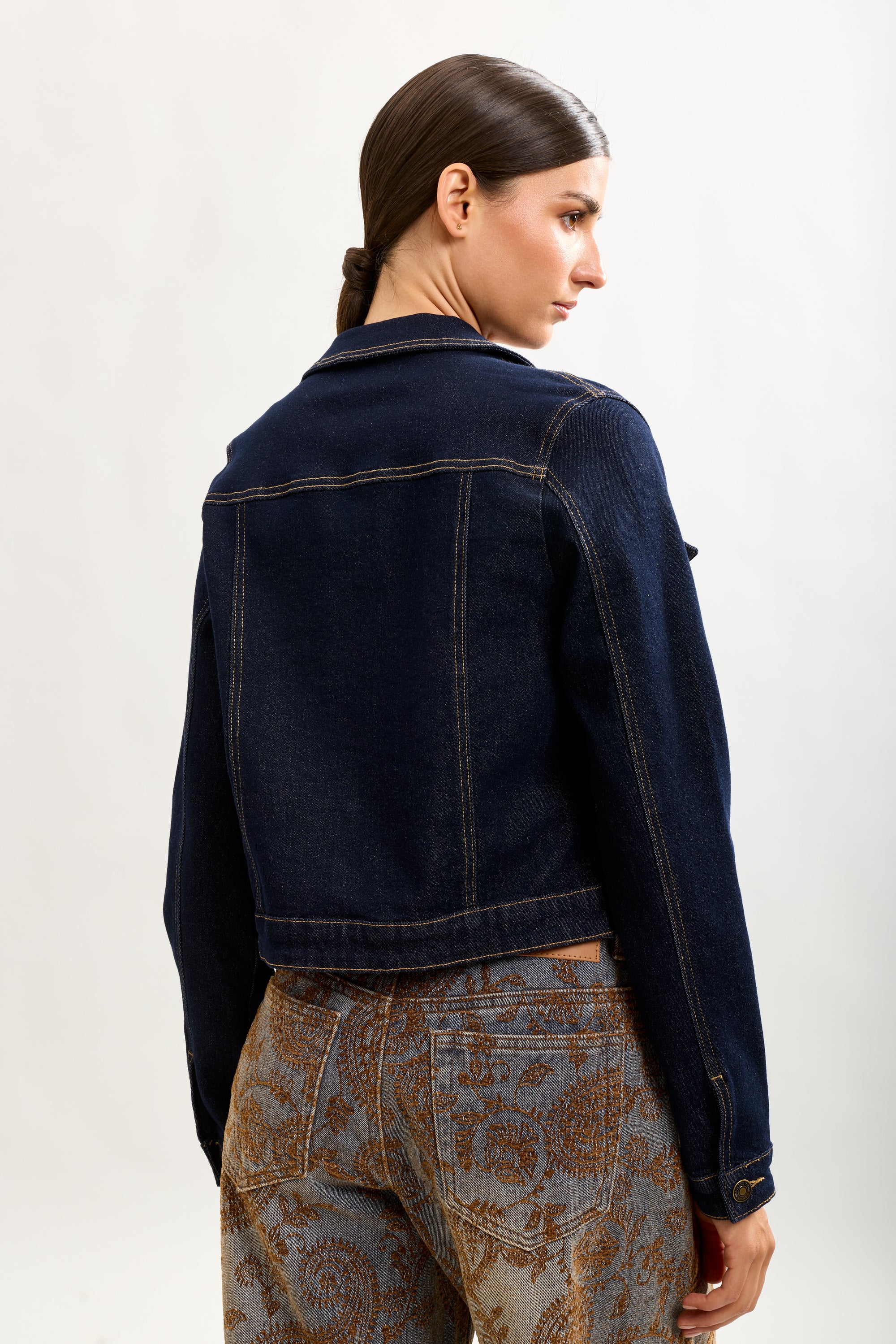 Toxik3 veste denim coutures surpiquées
