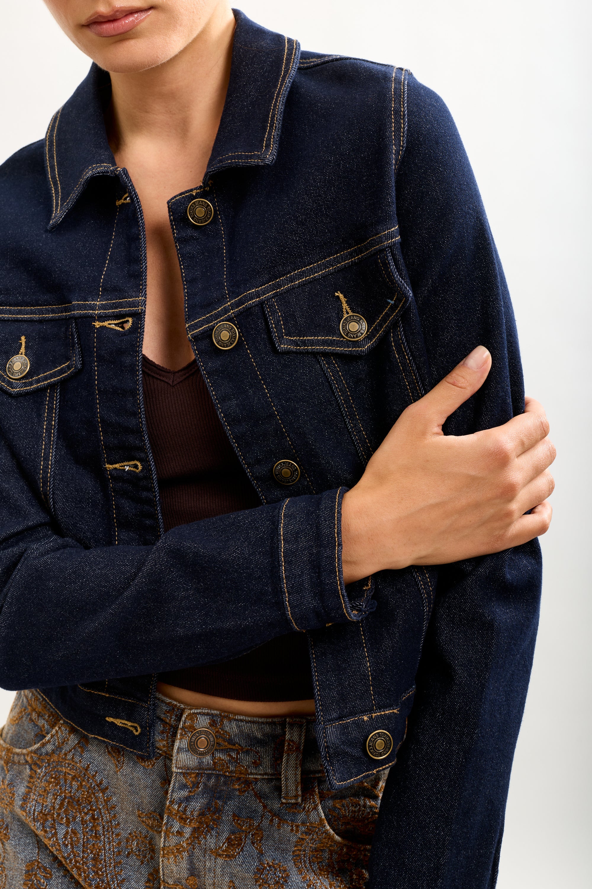 Toxik3 veste denim coutures surpiquées