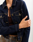 Toxik3 veste denim coutures surpiquées