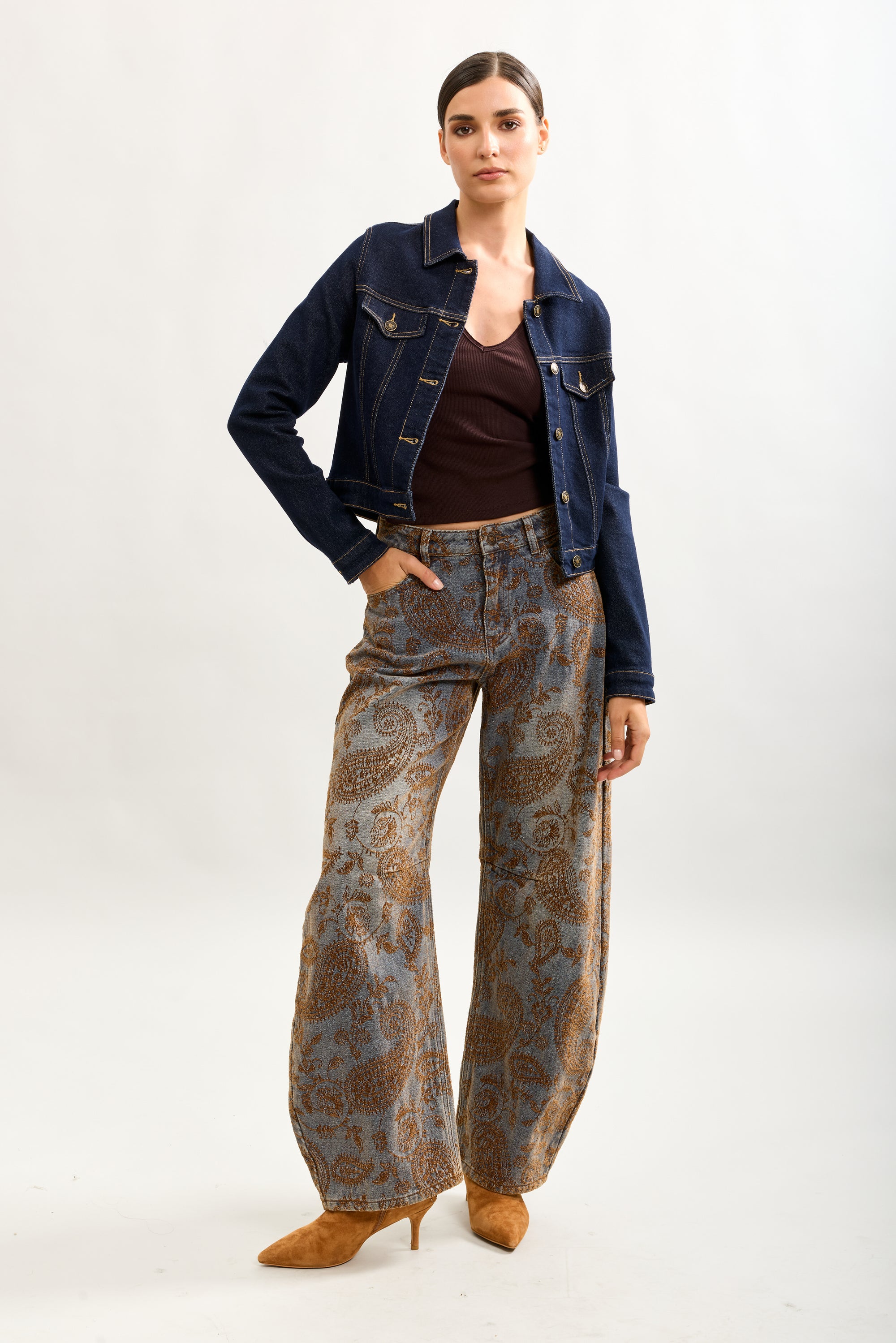 Toxik3 veste denim coutures surpiquées