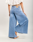 Toxik3 Lyocell denim palazzo pants lace-up waist