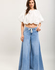 Toxik3 Lyocell denim palazzo pants lace-up waist