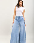 Toxik3 extra-wide stretch denim pants with side lace details