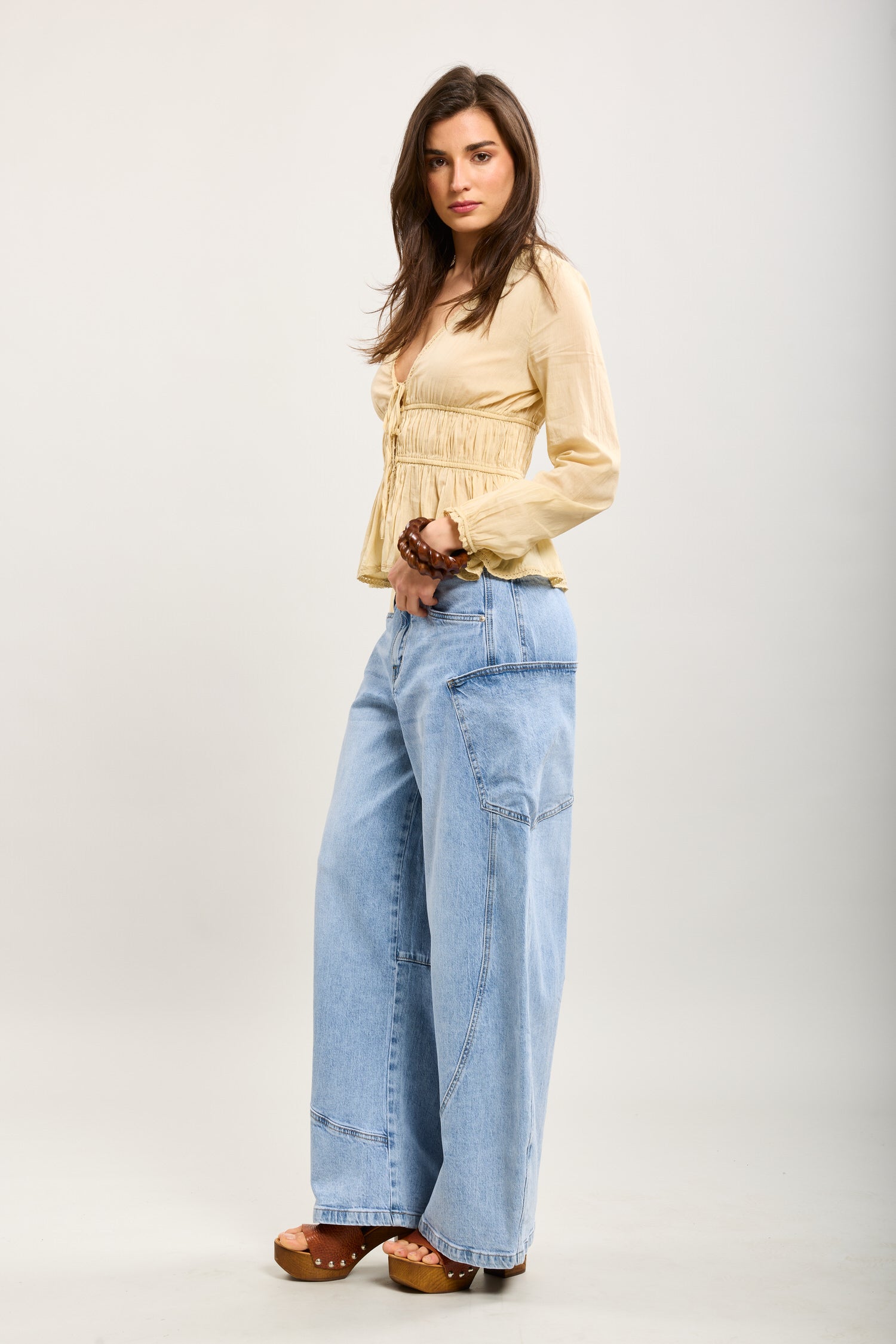 Toxik3 pantalon jean stretch balloon découpes denim