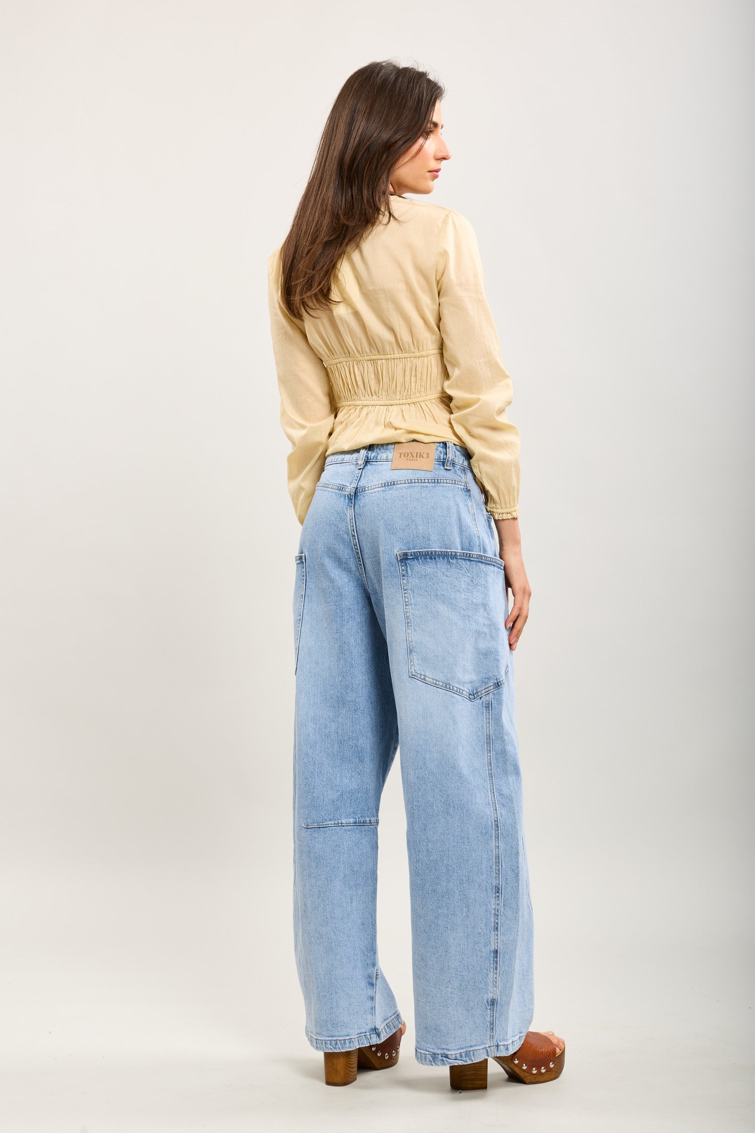 Toxik3 pantalon jean stretch balloon découpes denim