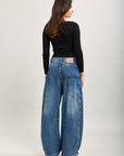 Toxik3 pantalon jean stretch balloon découpes denim