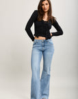 Toxik3 pantalon jean bootcut denim stretch taille basse