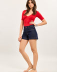 Toxik3 short denim shorts with stitched pockets